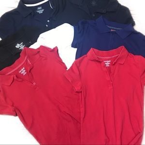 7 Asst Girls Uniform Shirt Lot sz 10/12 L